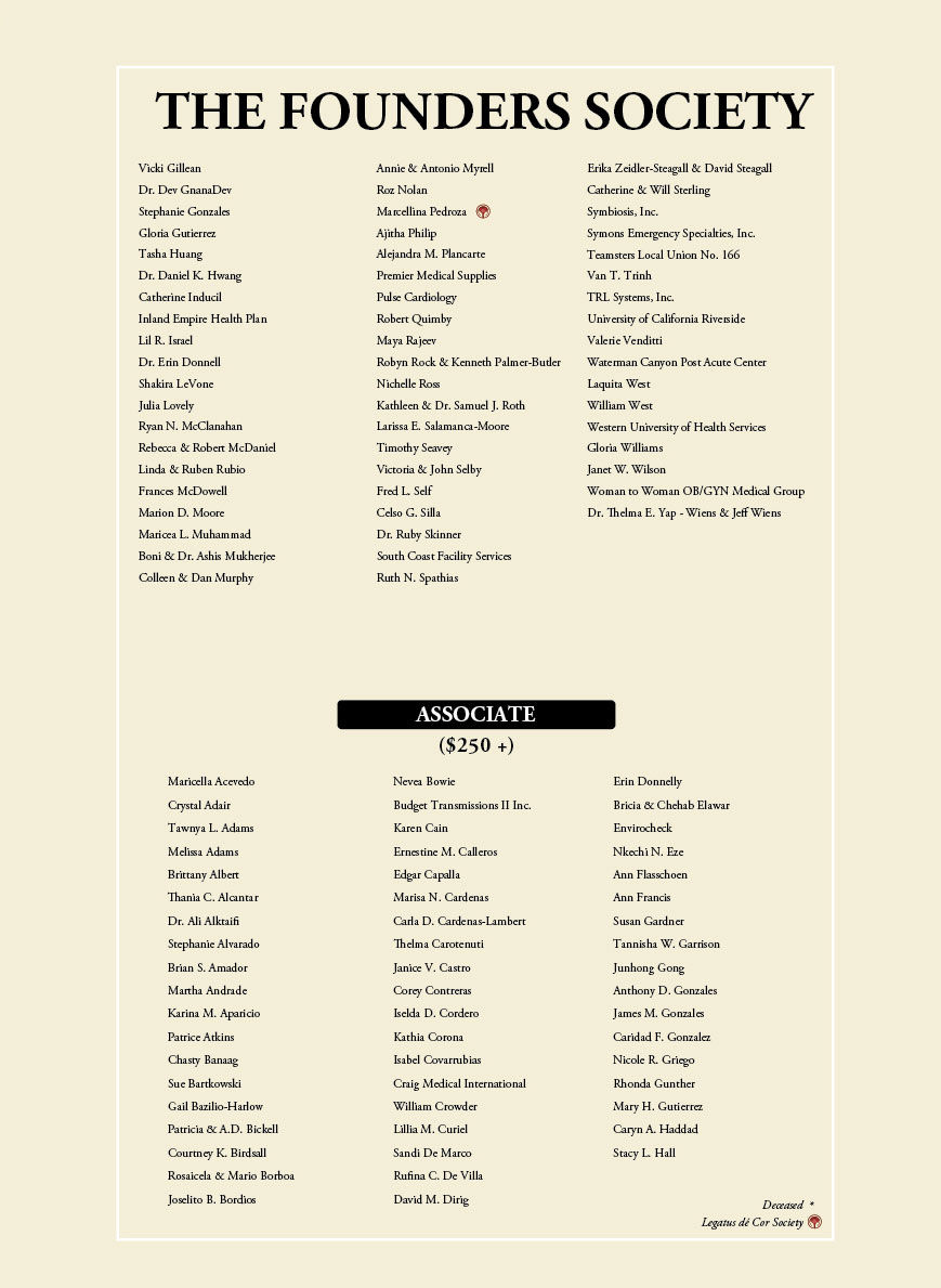 Founders Society List of Names 2025