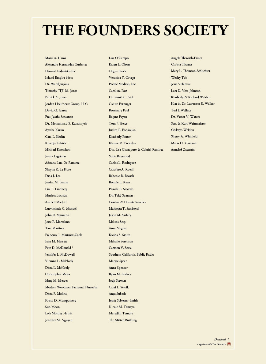 Founders Society List of Names 2025