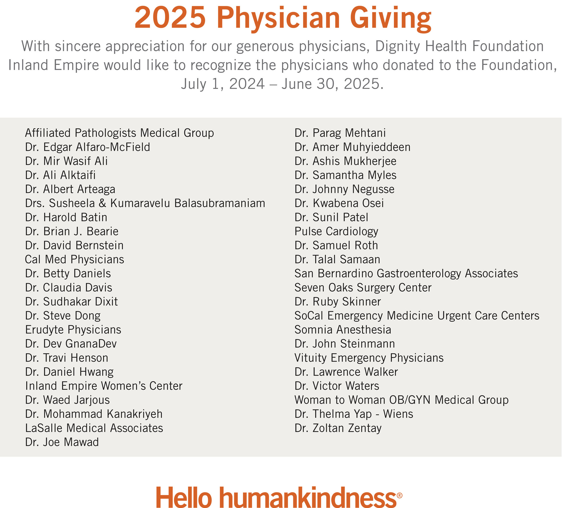 Physician Giving 2025