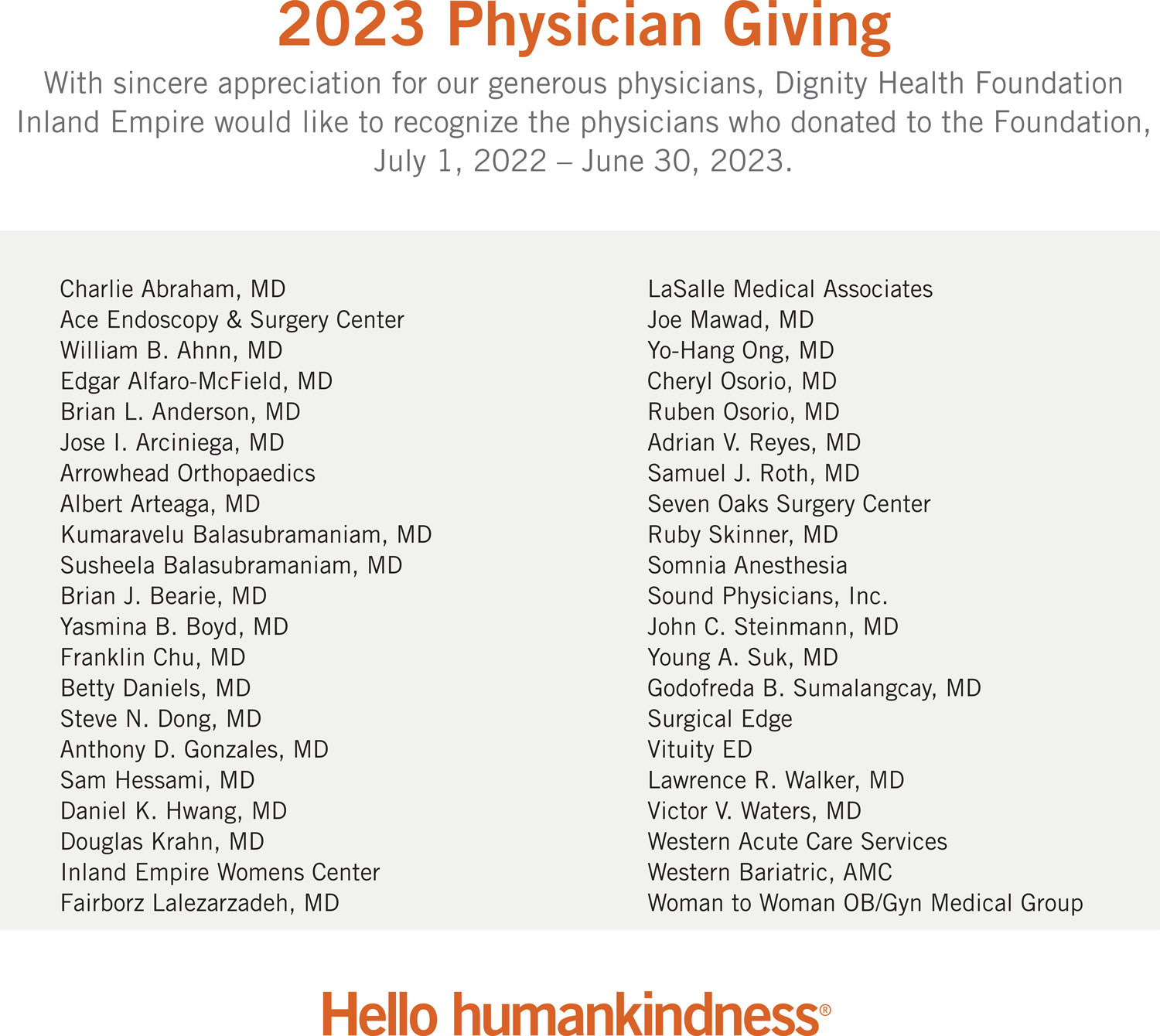 Physician Giving 2023