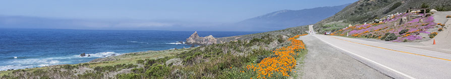 Coastal highway showing mountains and ocean