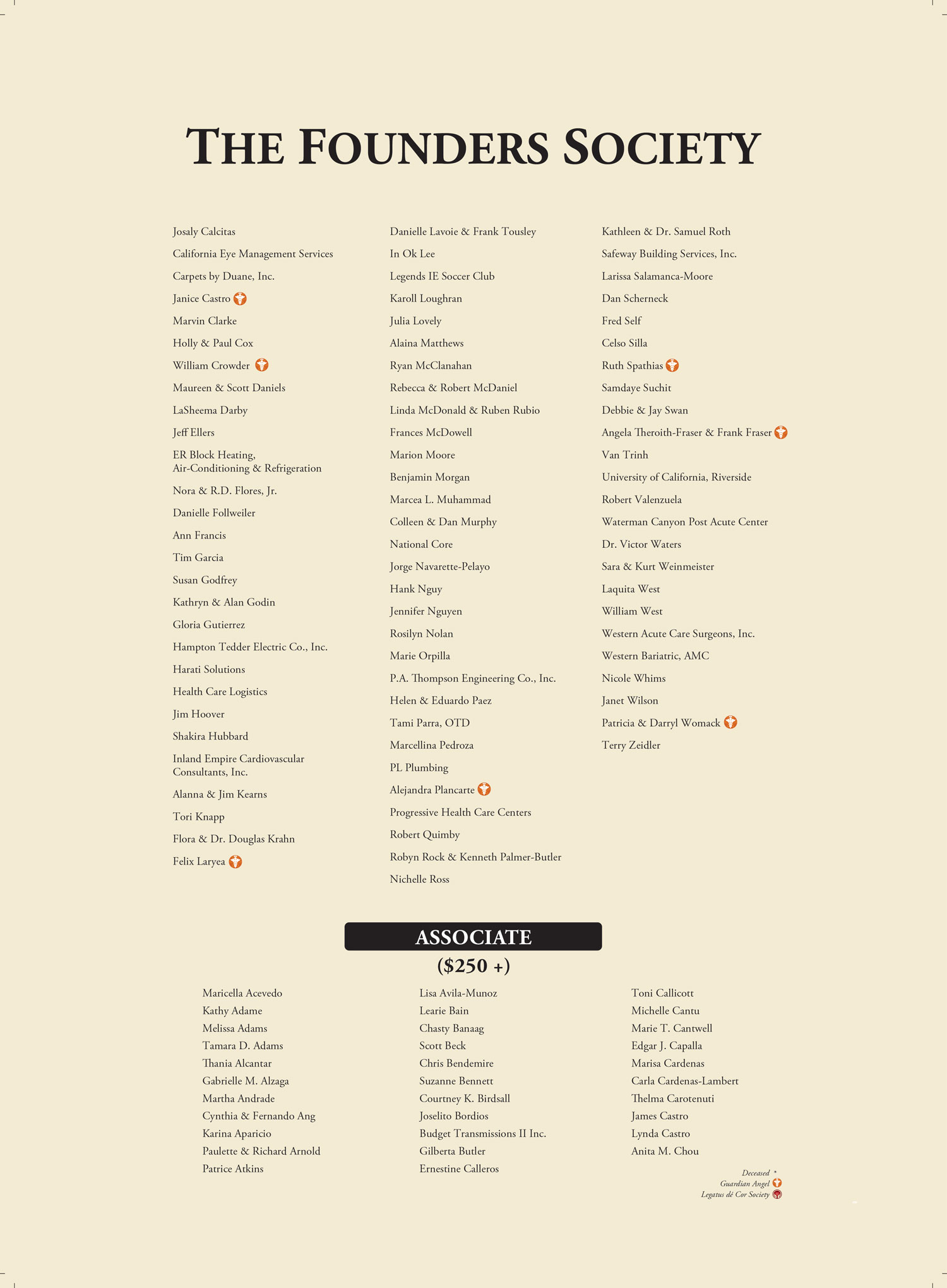Founders Society List of Names